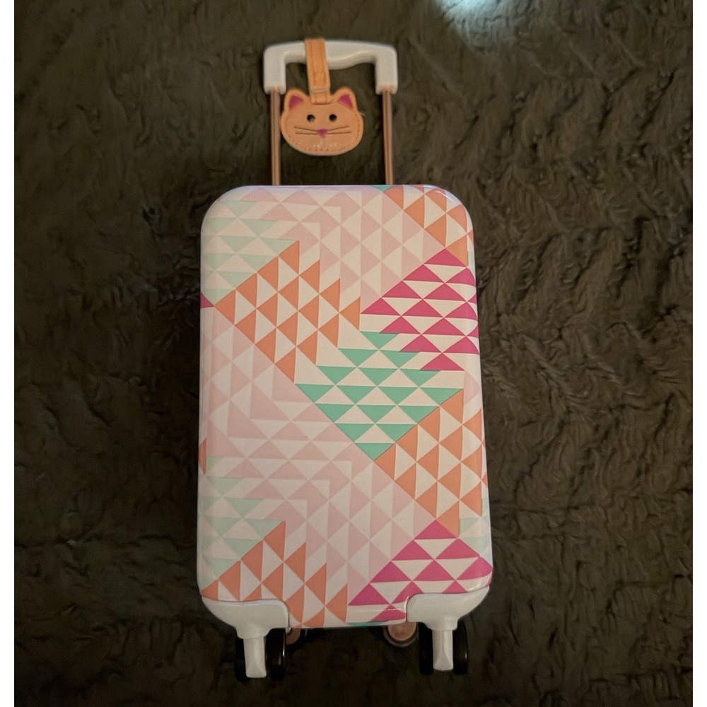 American Girl Truly Me Explore More Rolling Luggage for 18" doll With Kitty Tag